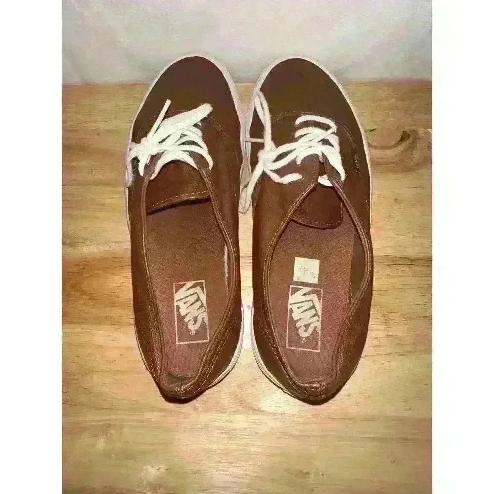 Van's Off the Wall Authentic Decon Premium Leather Brown Men's Size 10‎
